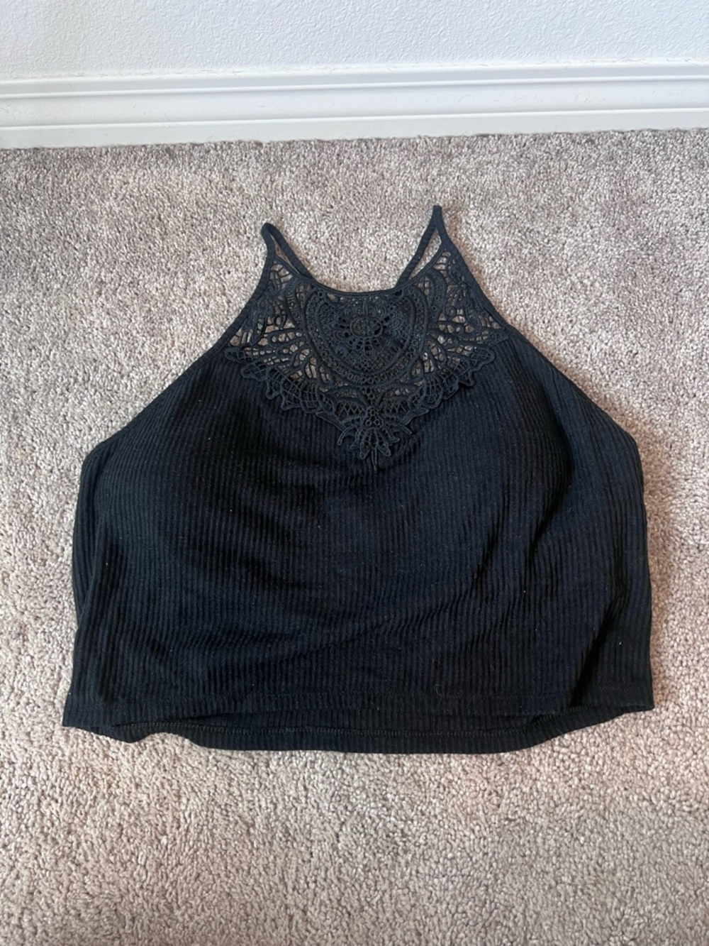Mudd Crochet High-Neck Halter Tank Crop Top - NWT